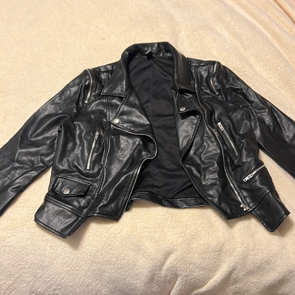 False leather jacket black
